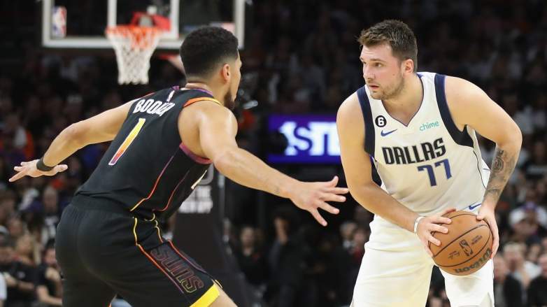 Devin Booker of the Phoenix Suns and Luka Doncic of the Dallas Mavericks.