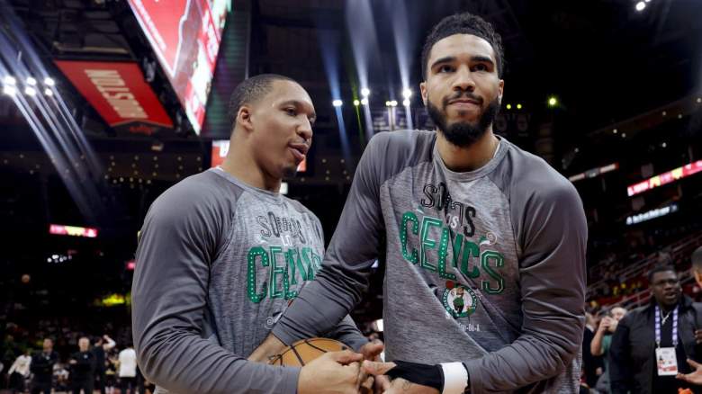 Grant Williams and Jayson Tatum of the Boston Celtics.