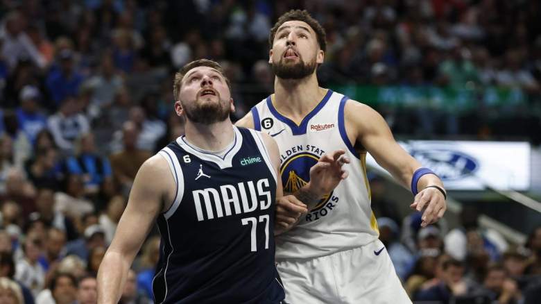 Luka Doncic of the Dallas Mavericks and Klay Thompson of the Golden State Warriors.