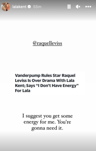 Lala Kent's Instagram Story about Raquel Leviss.