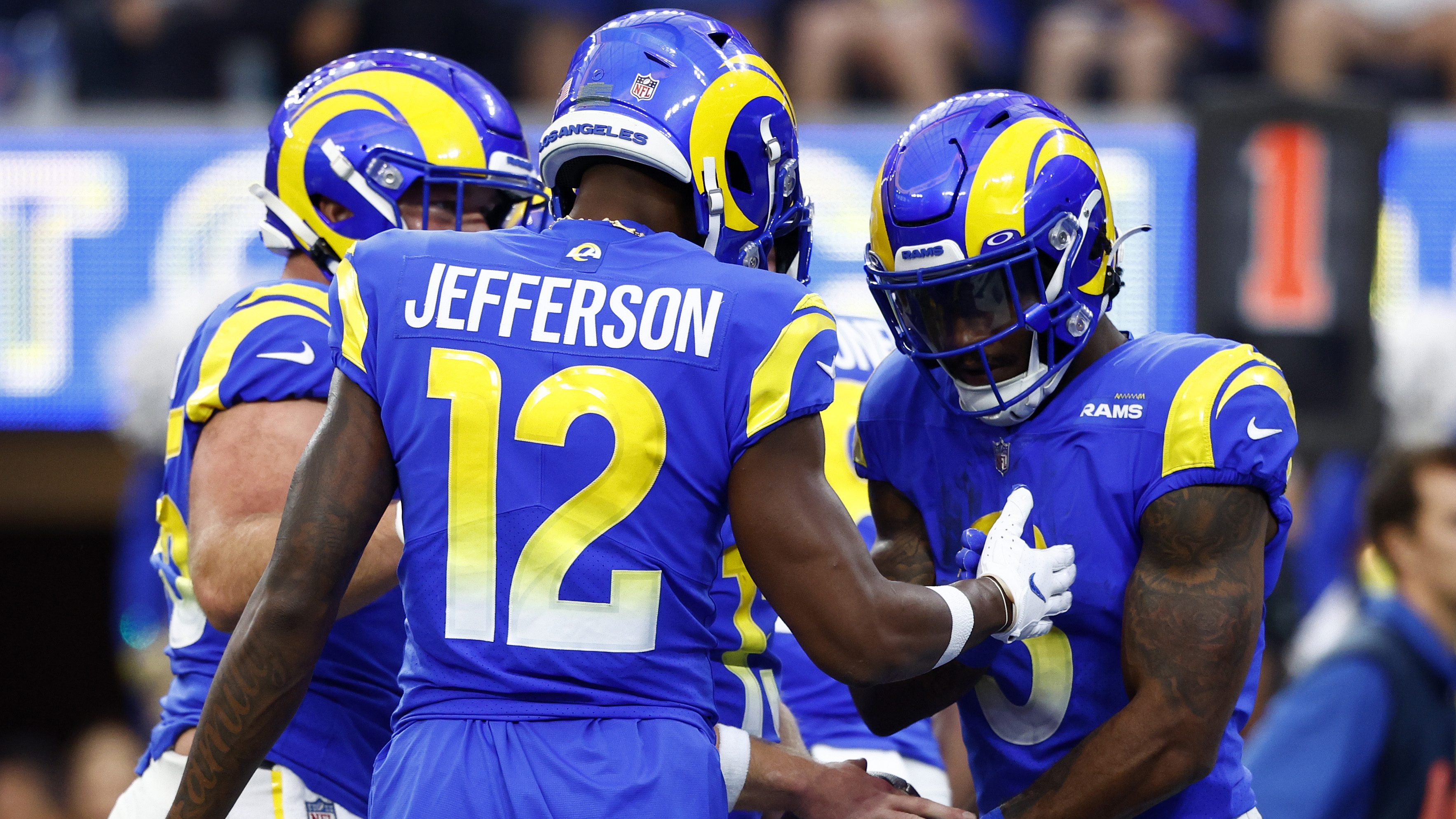 Los Angeles Rams helmet in the endzone during the Los Angeles Rams News  Photo - Getty Images