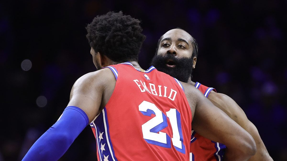 Joel Embiid, Tyrese Maxey, and James Harden of the Philadelphia 76ers  News Photo - Getty Images