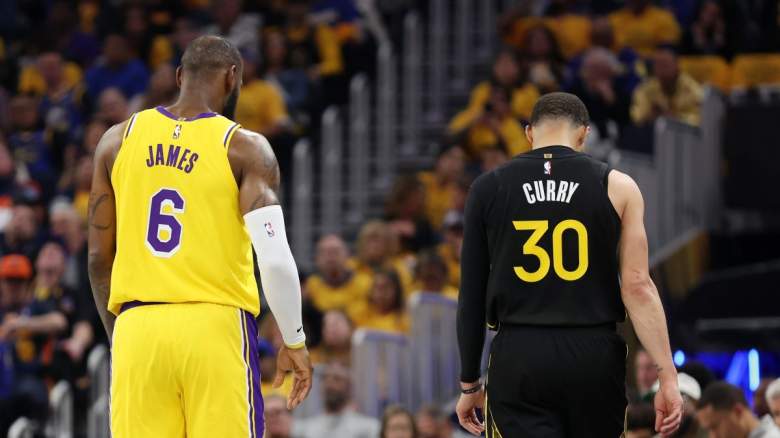 Lakers forward LeBron James and Warriors guard Stephen Curry