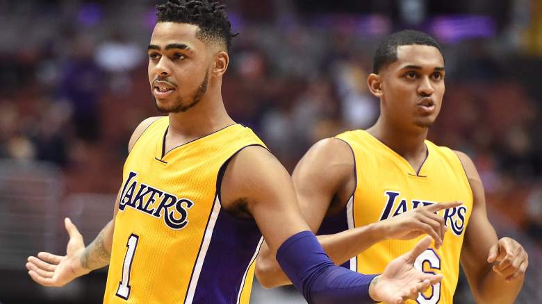 D'Angelo Russell (left) and Jordan Clarkson during younger days with the Lakers.
