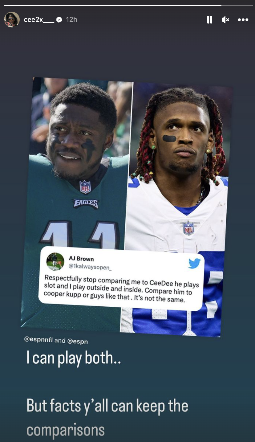 Cowboys WR CeeDee Lamb Fires Back at AJ Brown Over Deleted Tweet