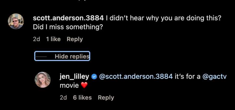 Lilley reply on Instagram.