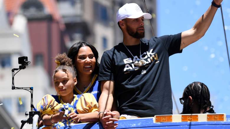 Stephen Curry Riley Curry Ayesha Curry Warriors parade