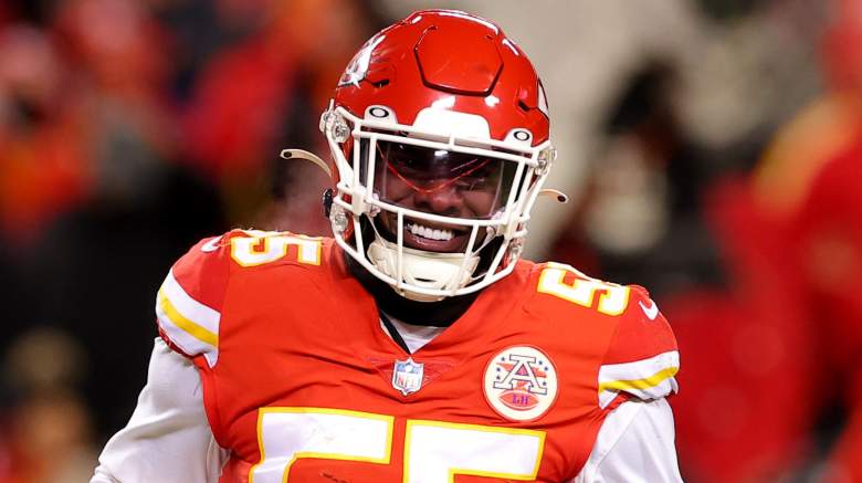 Photo: Chiefs Frank Clark Celebrates a Stop Against the Jaguars -  KCP20230121154 