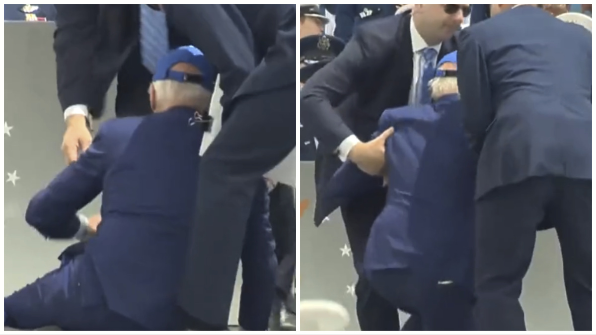 Biden Falls At Air Force Graduation, Sandbag Blamed [VIDEO]