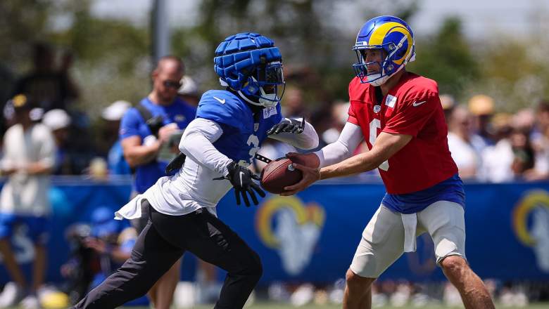 Matthew Stafford of the Los Angeles Rams hands the Vince Lombardi News  Photo - Getty Images