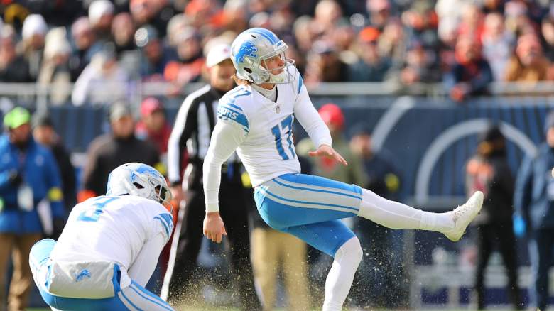 Green Bay Packers vs Detroit Lions Detroit Lions place kicker Michael  Badgley (17) kicks on the