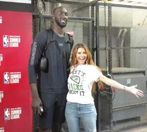 Entertainment journalist Maria Menounos with Tacko During the 2019 Summer League.