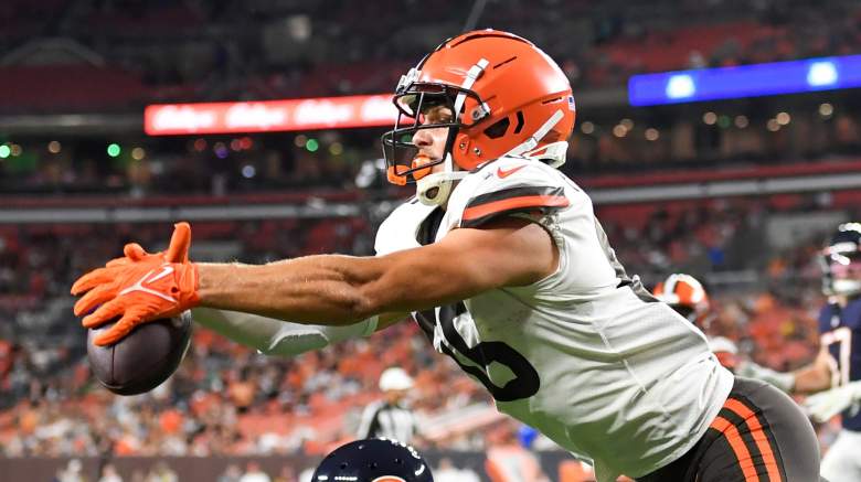 Miller Forristall of the Cleveland Browns celebrates after a first News  Photo - Getty Images