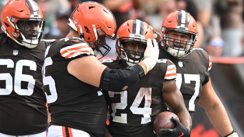 Browns guard Joel Bitonio and Nick Chubb