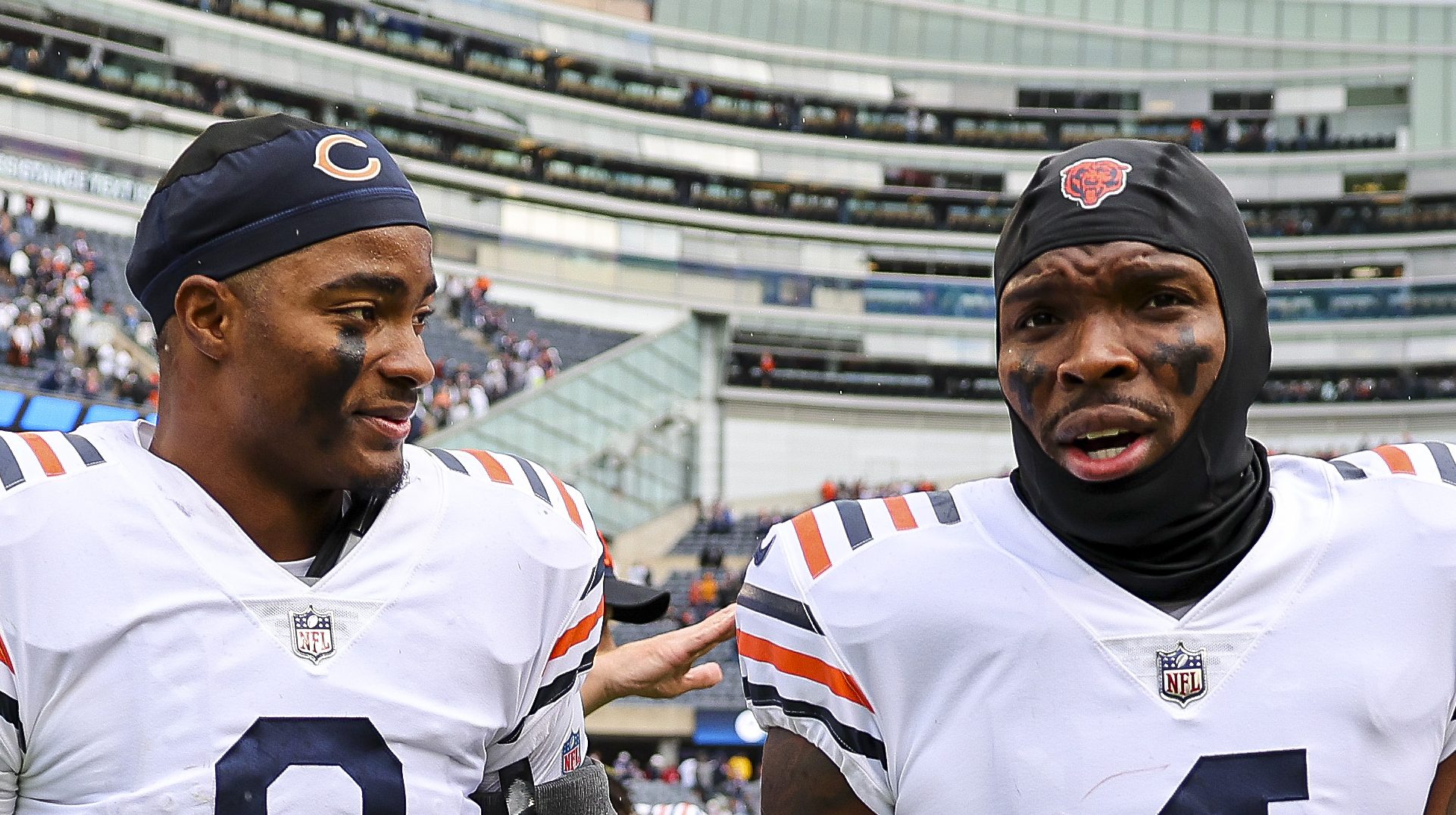 Chicago Bears defensive back Eddie Jackson runs in game action during