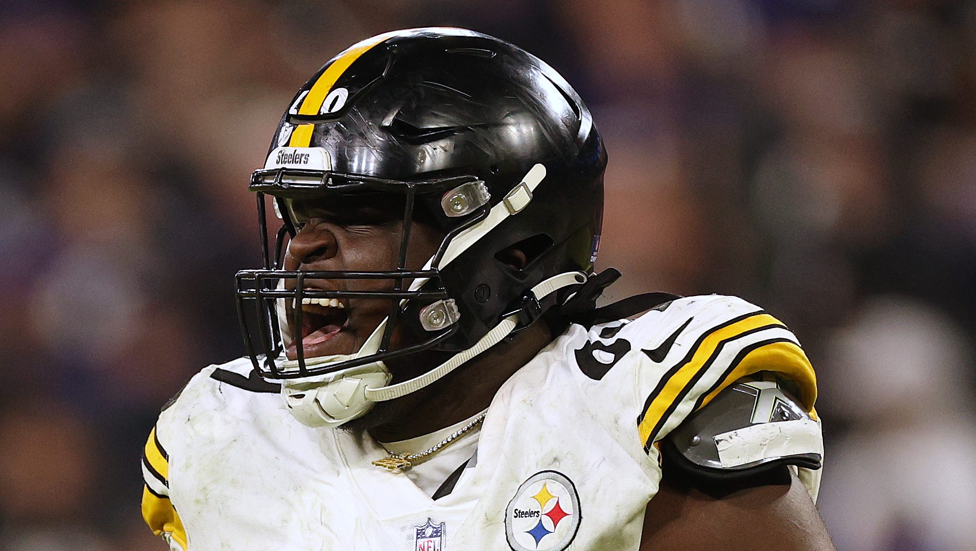 A detailed view of a Pittsburgh Steelers helmet is seen before the News  Photo - Getty Images