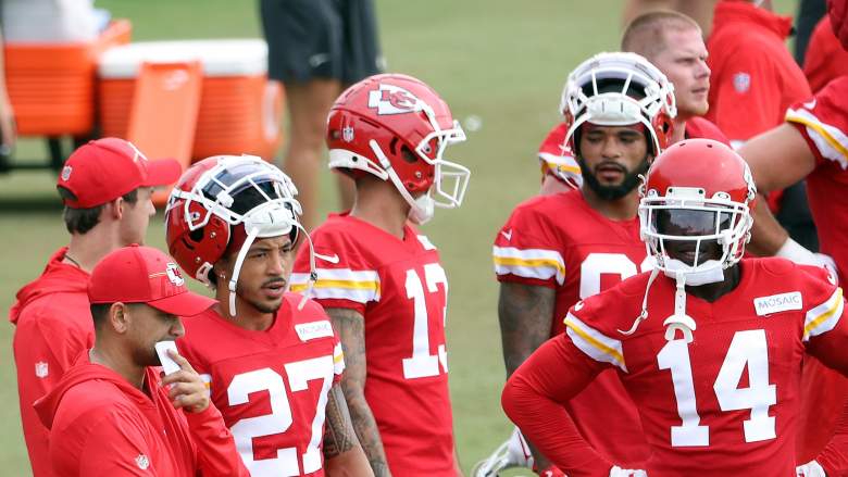 Kansas City Chiefs rookie WR Cornell Powell wearing No. 14 jersey