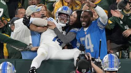 Viral Video Shows Wild Moment After Lions WR Makes Lambeau Leap
