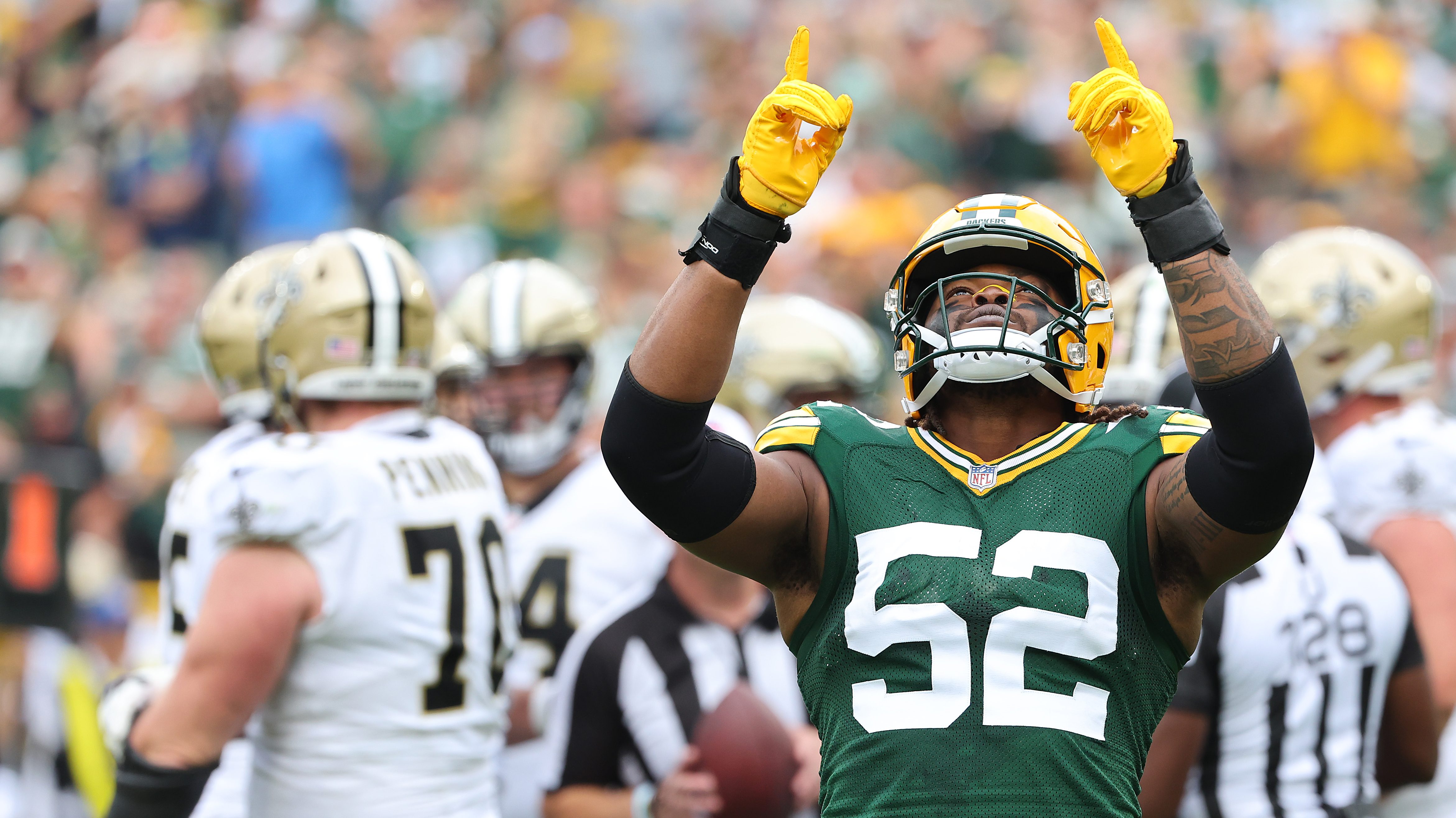 November 10, 2019: Green Bay Packers cornerback Jaire Alexander #23 lines  up against Carolina Panthers wide receiver D.J. Moore #12 during the NFL  Football game between the Carolina Panthers and the Green