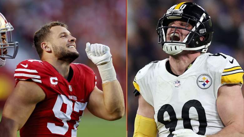 Nick Bosa of the 49ers (left) and T.J. Watt of the Steelers.