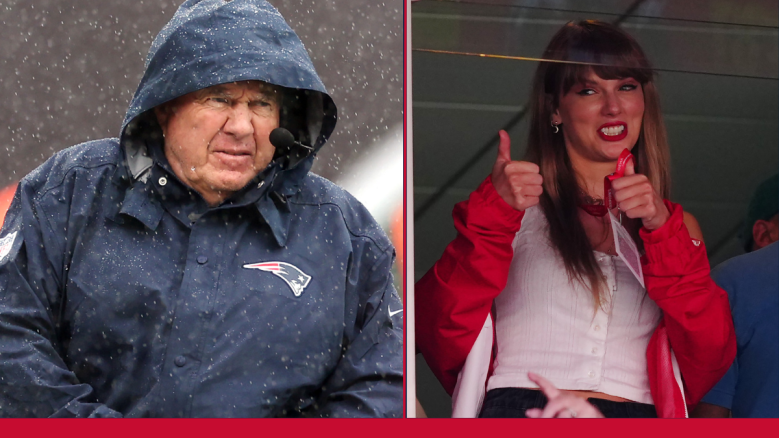 Patriots coach Bill Belichick (left) and, yes, Taylor Swift