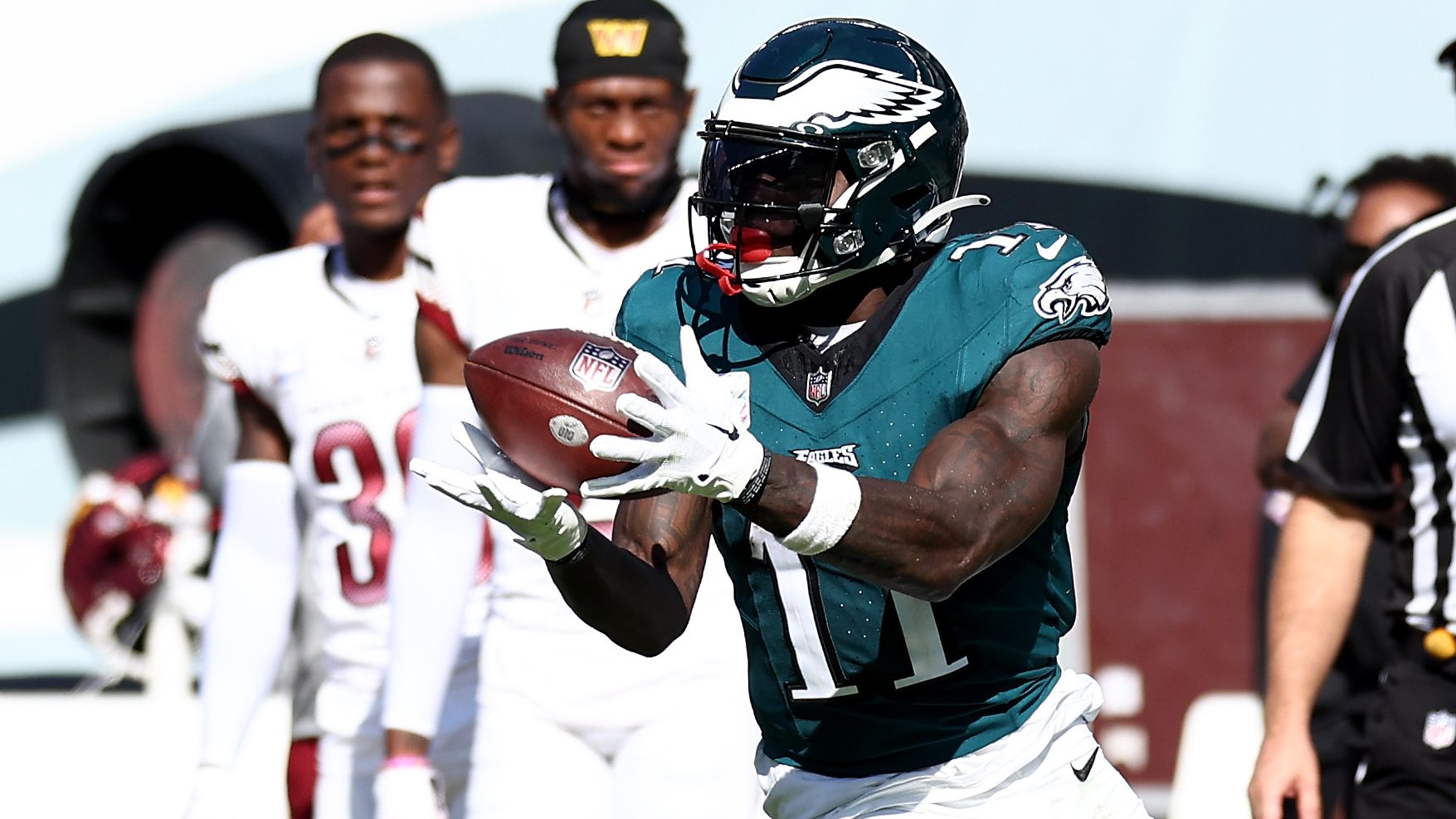 Philadelphia Eagles head coach Nick Sirianni praises Eagles wide receiver  A.J. Brown after his monster game in the team's 'Sunday Night Football' win  vs. Miami Dolphins