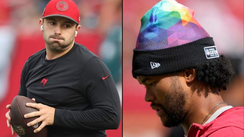 A Kyler Murray trade (right) could be a Buccaneers option if the team does not move forward with Baker Mayfield.