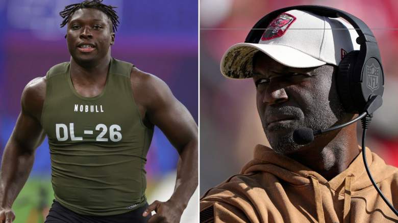 Yaya Diaby (left) and Buccaneers coach Todd Bowles