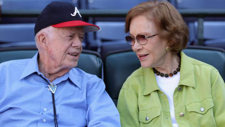 Former President Jimmy Carter and wife Rosalynn at a game in 2015.