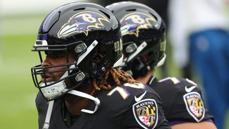 Ex-Raven Lineman D.J. Fluker prior to game against Titans.