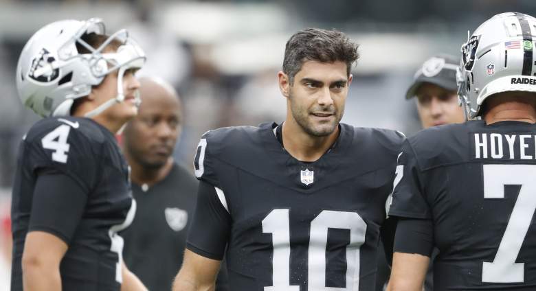 Aidan O'Connell (left) and Jimmy Garoppolo, Raiders quarterbacks