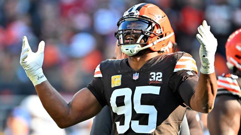 Myles Garrett of the Cleveland Browns is dealing with a shoulder injury.