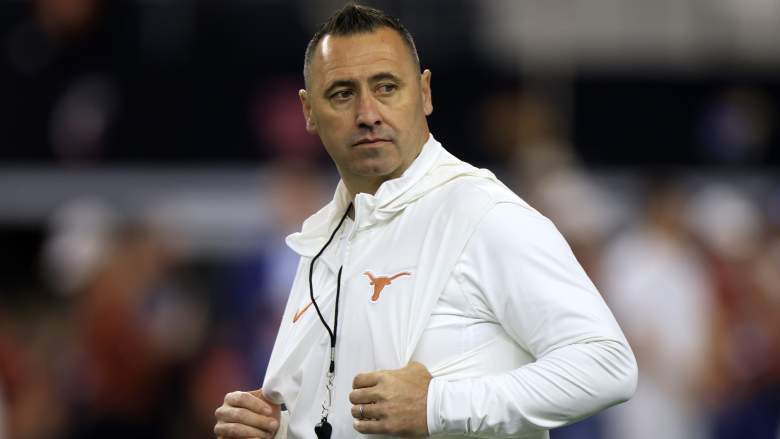 Head coach Steve Sarkisian of the Texas Longhorns looks on before taking on the Oklahoma State Cowboys in the Big 12 Championship.