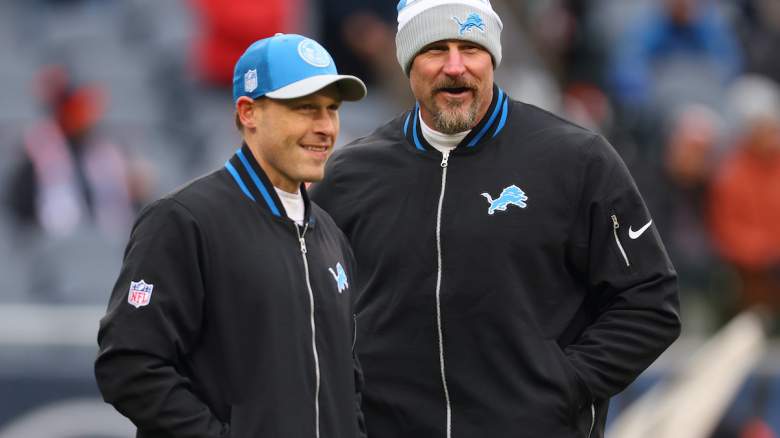 Lions offensive coordinator and Seahawks head coach candidate Ben Johnson with Detroit head coach Dan Campbell