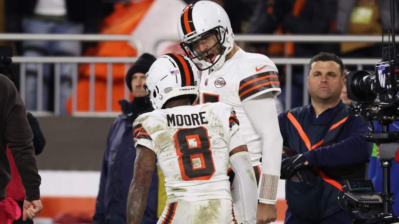 Browns receiver Elijah Moore was back practicing after suffering a concussion against the Jets.