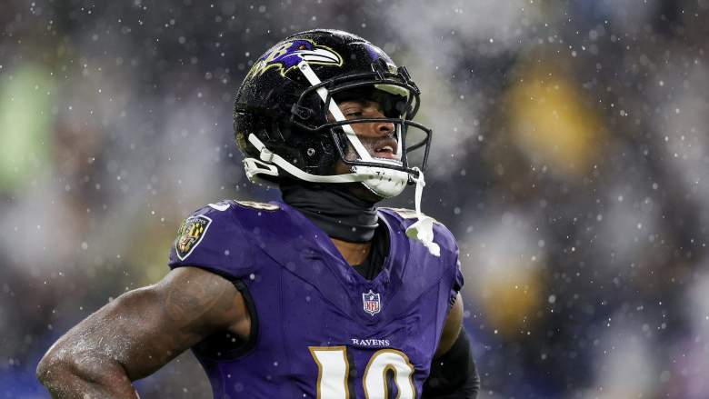 Ravens WR Laquon Treadwell during wet and cold Week 18 against Steelers.