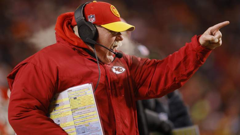 Chiefs head coach Andy Reid barks at referee during Wildcard round against Dolphins.