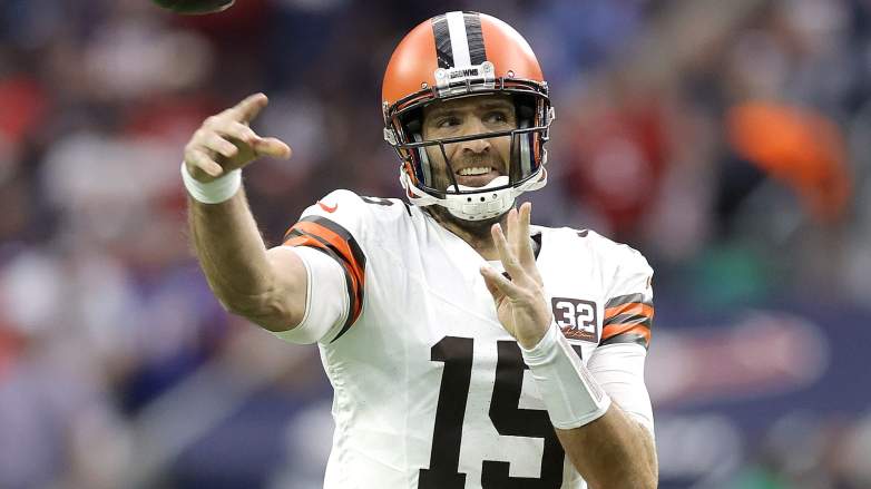 Cleveland Browns quarterback Joe Flacco tossed a pair of pick-sixes against the Texans.