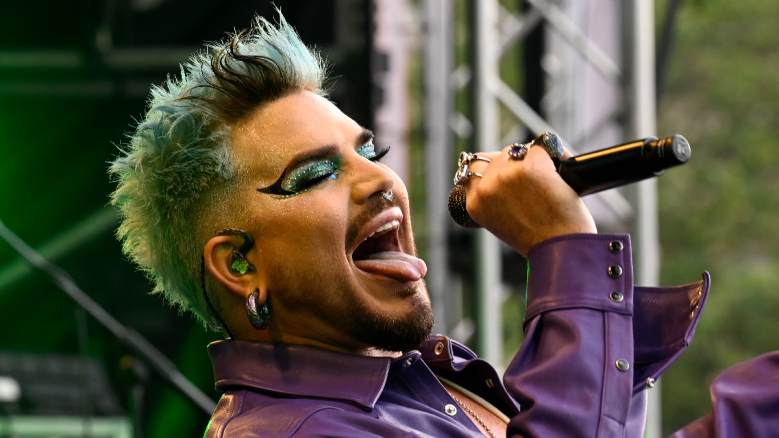 Adam Lambert performs on the Trafalgar Square Stage in 2023.