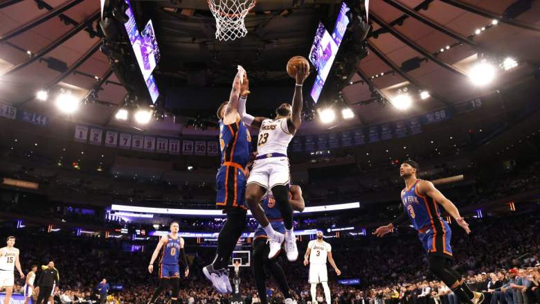 Lakers star LeBron James against Knicks