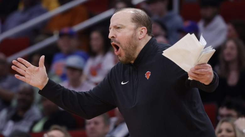 Knicks coach Tom Thibodeau reacts after costly call.