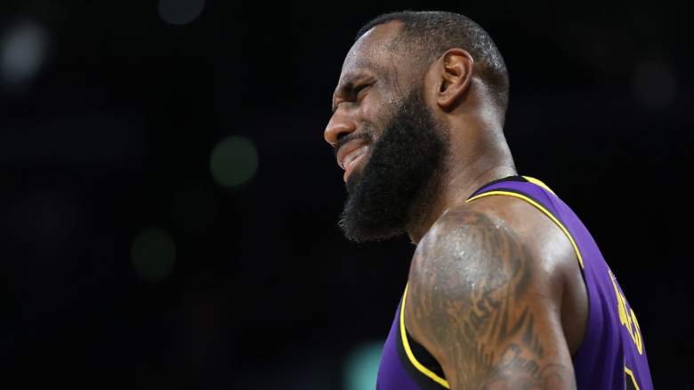 Lakers star LeBron James reacts