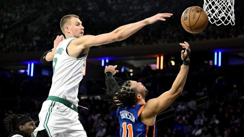Celtics' Kristaps Porzingis against Knicks star Jalen Brunson