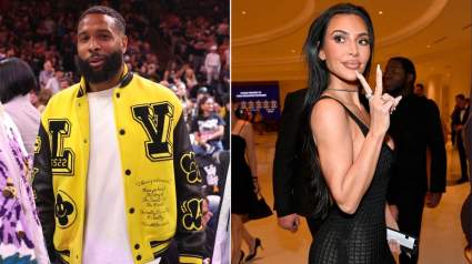 Ex-Giants WR Odell Beckham Jr. & Kim Kardashian Attract Attention at Super Bowl