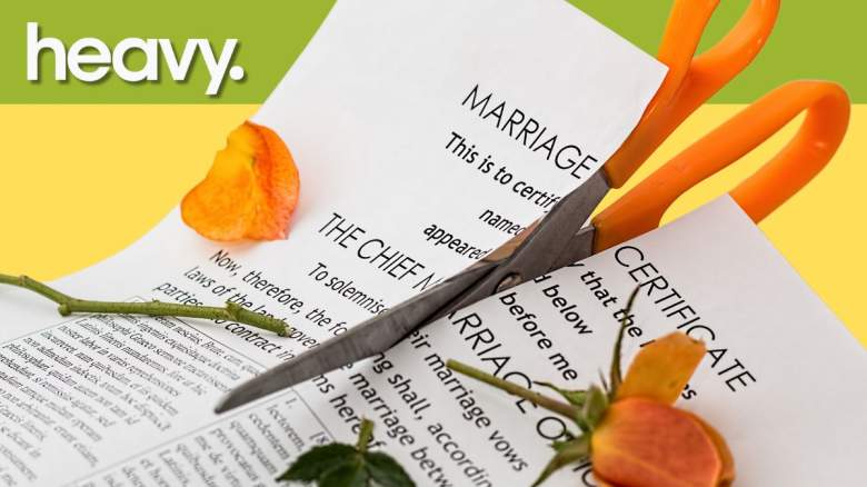 Marriage certificate being cut in half