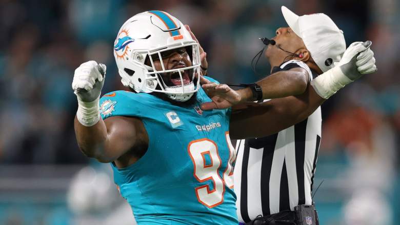 Dolphins' Jalen Ramsey reacts to Christian Wilkins reported signing with Raiders.