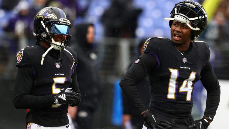 Ravens WRs Marquise "Hollywood" Brown and Sammy Watkins before game against Steelers.