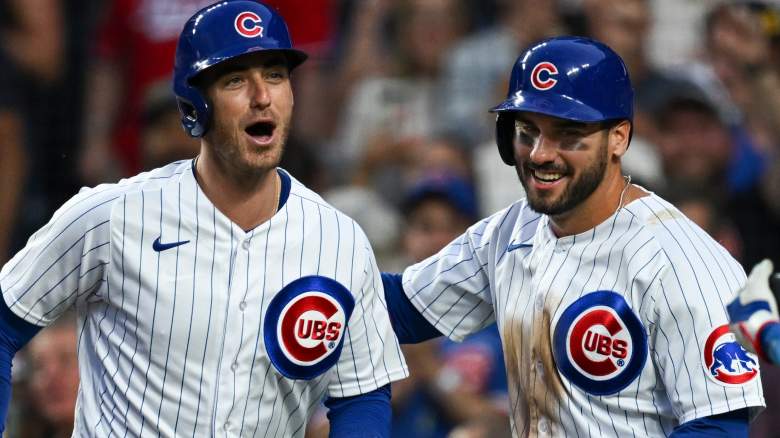 Cubs outfielder Mike Tauchman (right)