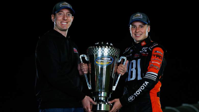 Happier times. Kyle Busch presenting Christopher Bell the 2017 NASCAR Camping World Truck Series Championship.