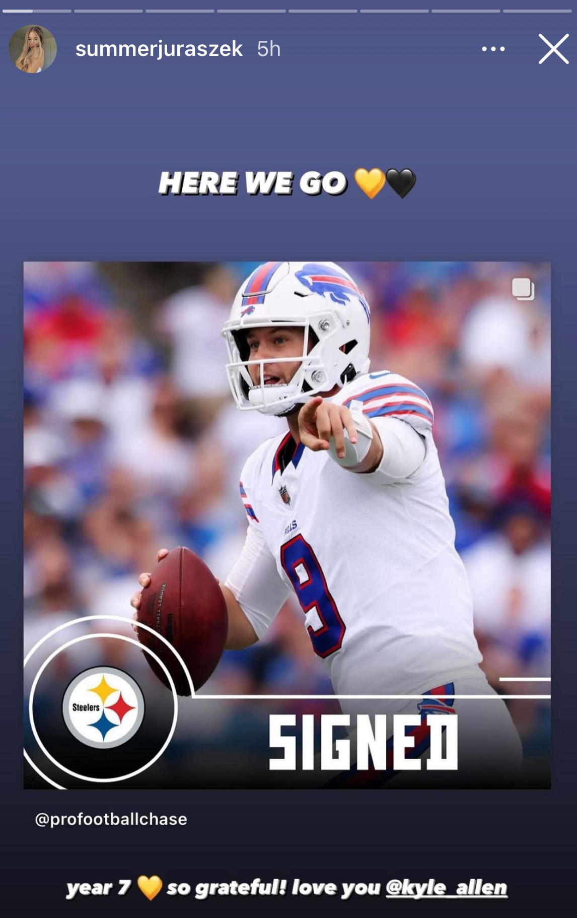 Ex-Bills QB’s Fiancée Posts Message After Signing With Steelers